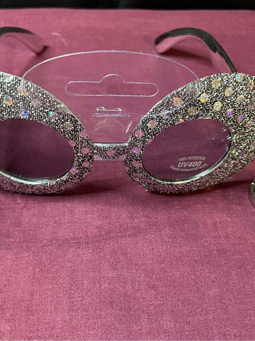 Crystal Embellished Silver Women's Fashion Sunglasses and glam ring